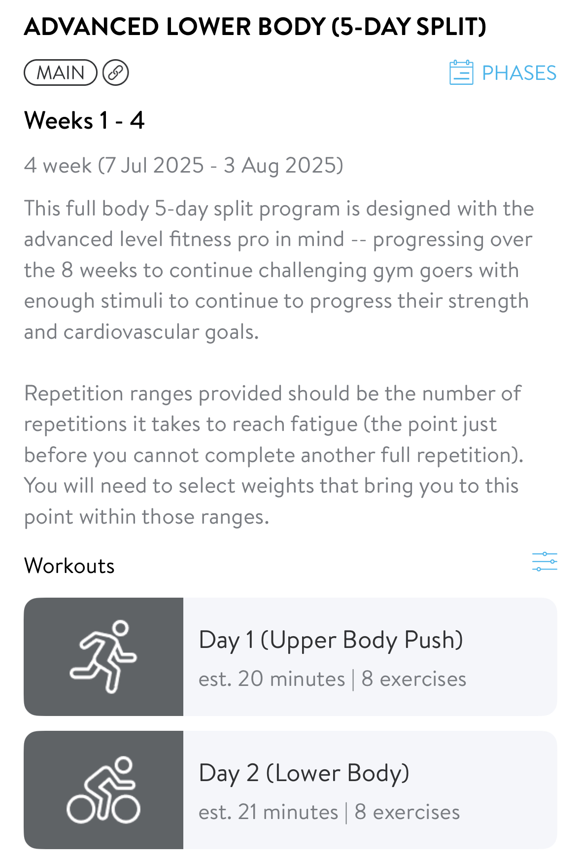 Health With Steven app workout plan preview